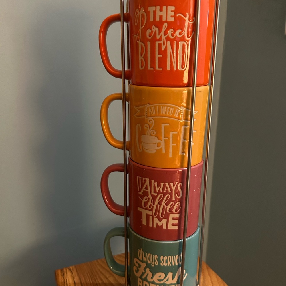 Colorful Stacking Coffee Mug Set NEW
